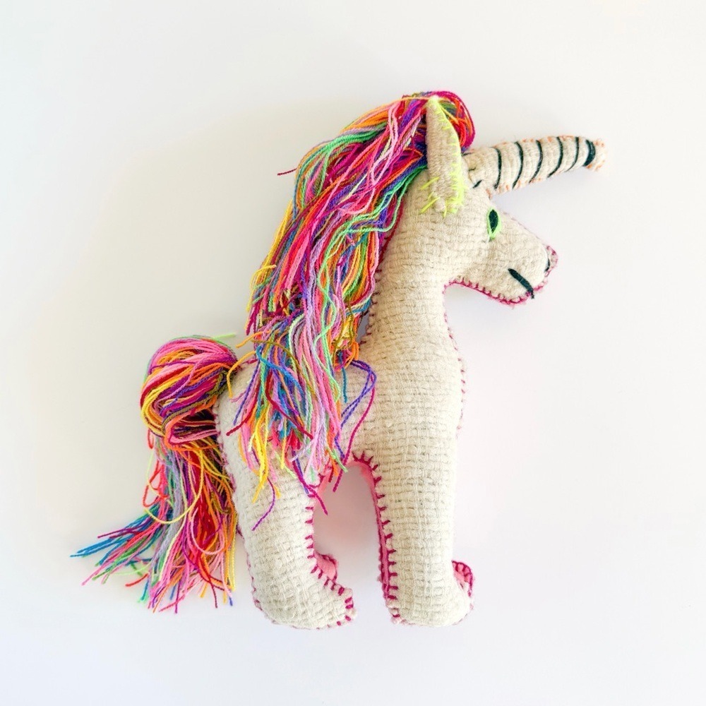 NWT Eclectic Array Handmade Artisan Wool Rainbow Unicorn Plush Stuffed Animal - Picture 3 of 14